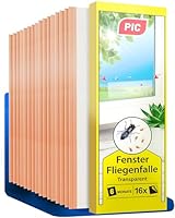 PIC Fenster-Fliegenfalle Innenbereich 16 Stück – Fliegenfänger Klebestreifen, Fliegenfalle Klebefalle - Giftfreie, Geruchlose Fliegen Fallen zum Fangen von Fliegen und Fruchtfliegen, Fly Trap
