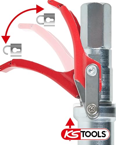KS Tools 980.1108 Quick-Lock Schnellkupplung für Fettpressen, 1/8 Rot/Silber