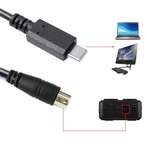 usb-c to mini-din 7 pin male cable for ik multimedia irig series compatible with hd hd-a keys io 25 io49 midi 2 pro pro duo pro duo io pro io streamstream pro usb-c to min din 6ft