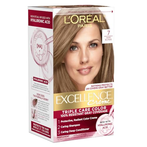 L'Oreal Paris Excellence Crème Permanent Hair Dye, Triple Care Hair Color with Hyaluronic Acid for...