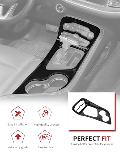 Voodonala Gear Shift Shifter Panel Shift Lever Panel Transmission Gear Selector Gearstick Panel Cover Trim Fit for 2015-2026 Dodge Challenger Interior Accessories ABS Black by Voodonala - Image 10