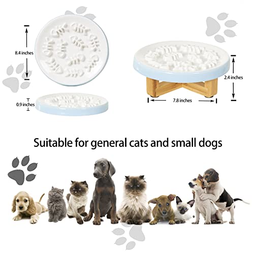 Slow Feeder Cat Bowl With Stand, Raised Cat Bowls For Slow Eating, Ceramic Elevated Slow Feed Cat Bowls, Pet Bowl For Cat And Dog, Cat Puzzle Feeder For Healthy Eating Diet,Blue #TOP1