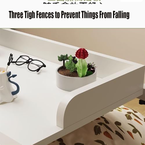 Rolling Overbed Table Laptop Cart Adjustable Bedside Desk White Mobile Computer Stand for Bed Versatile Bed Tray for Work & Meals Easy to Move