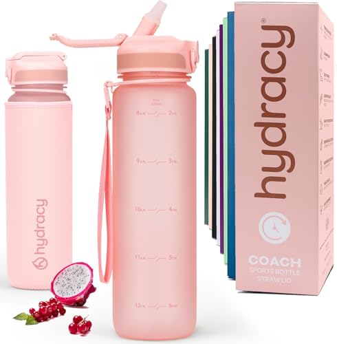 Hydracy Water Bottle with Time Marker -Large BPA Free Water Bottl...