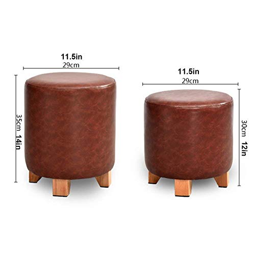 Repose-pieds en cuir ottoman tabouret bas rond brun pour canapé et table basse