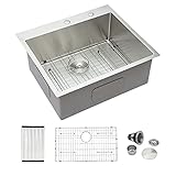 25 Drop Kitchen Sink, Dcolora 25 Inch Kitchen Sink Drop In Stainless Steel 16 Gauge Single Bowl...