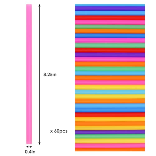 Image of Tomnk 10.3 inch Jumbo Smoothie & Milkshake Disposable Straws, 60 Pack Colorful | 0.4 inch Wide Food-Grade BPA-Free Plastic Straws for Thick Smoothies, Milkshakes, Iced Coffee, Bubble Tea & 12-24oz Tumblers