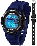 relojes digitales de mujer baratos RESISTENTE AL AGUA HASTA 50 M: Cuenta con un diseño sellado y una resistencia al agua avanzada, apto para hasta 50 m, seguro para nadar y ducharse, bloquea el sudor y el agua. La correa de silicona resistente a las manchas se limpia fácilmente. Nota: Evite pulsar los botones bajo el agua.