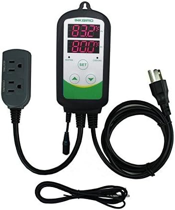 Inkbird ITC308S Freezer Temperature Controller Heating Cooling Plug Thermostat Pre Wired Digital 2 Stage Temp Control Outlet for Greenhouse Heater Cooler Incubator Reptile with Short Probe Sensor
