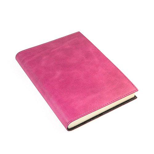 Carnet italien en cuir véritable doublé papuro Capri framboise M