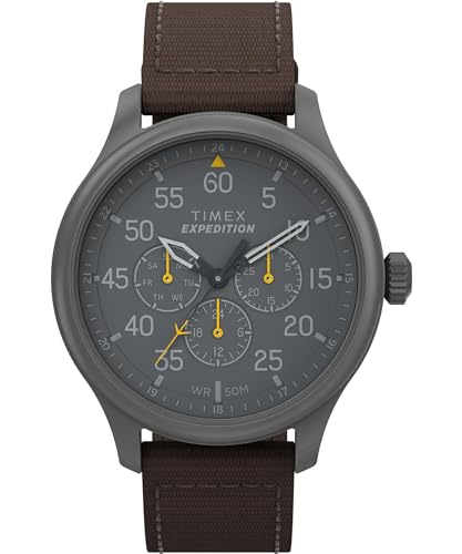 Timex メンズ エクスペディション フィールド クロノ 43mm 腕時計, ブラウン/ブラック/ガンメタル。, フィールド。