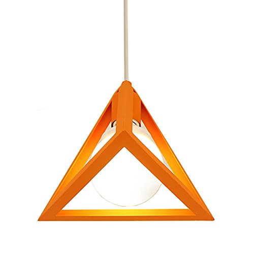 MZStech Lustre à 1 Luminaire, Triangle simple, Lustre en fer, Lampe suspension suspendue en fer Orange