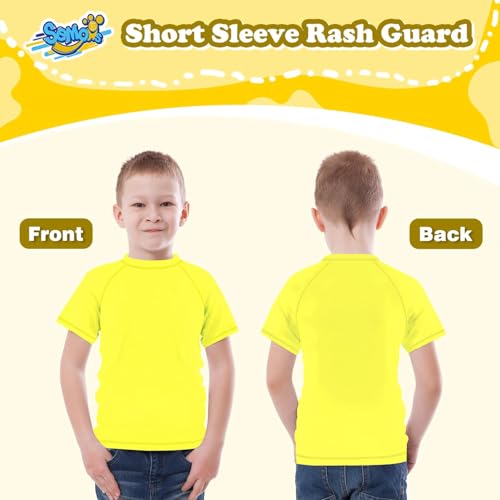 Image of Semois Boys Rash Guard Swim Shirt Short Sleeve Swimwear Toddler Kids Youth Rashguard Water Shirt UPF+ 50 Quick Dry Shirt