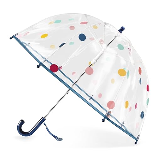 Parapluie Enfant Dôme Transparent, Motif Point Bleu, Taille S
