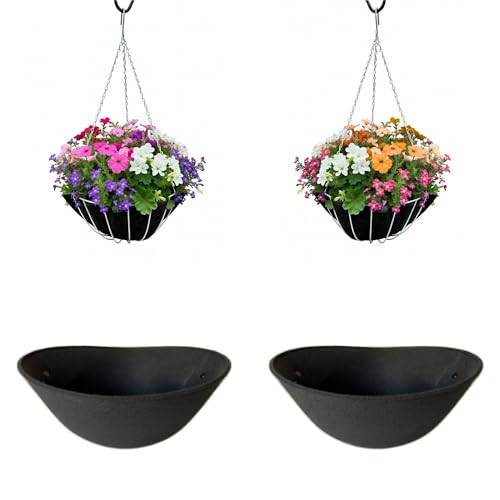 EZ Swap Pots 20 Reusable Hanging Basket Liner Fabric Coco Liner Replacement for Wire Baskets Bird Proof Moisture Retaining Planter Insert USA Made (2-Pack)