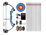 PANDARUS Compound Bow Archery for Youth and Beginner, Right Handed,19”-28” Draw Length,15-29 Lbs Draw Weight, 260 fps (Blue Left Handed)