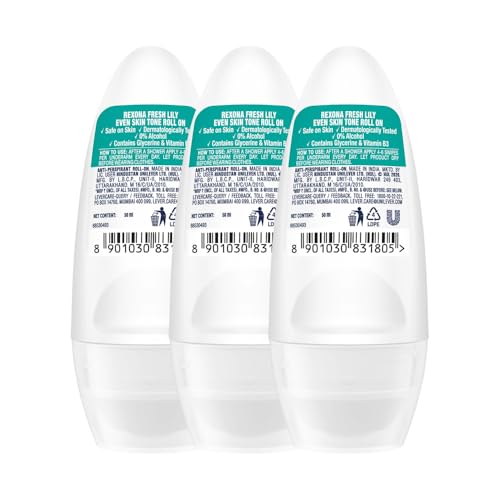 Image of Rexona Fresh Lily Underarm Roll-On Deodorant for Women | Even Skin Tone | 48H Odour Protection | 50ML (Combo of 3)