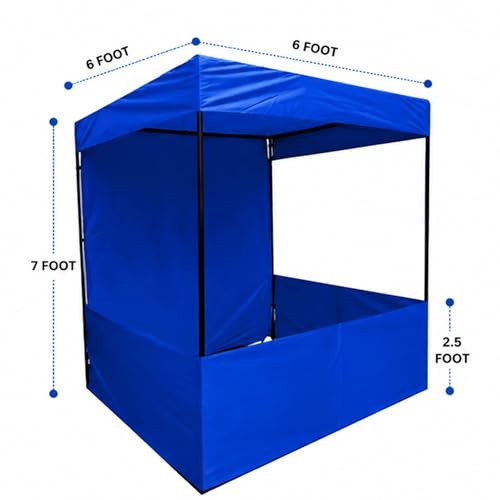 Image of Canopy Tent Portable Waterproof Demo Booth Canopy Stall 6x6x7 Ft for Outdoor Advertising, Marketing Stall, Exhibitions - UV Protection Portable Tent, Heavy-Duty with Carry Bag (6x6x7, Blue)