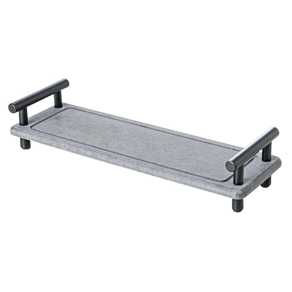 Bdkmms Dark Grey31*10Cm Bathroom Instant Dry Organizer, Diatomaceous Earth Guest Towel Tray With Handles, Water Absorbing Countertop Tray Organizer For Bathroom Kitchen Table