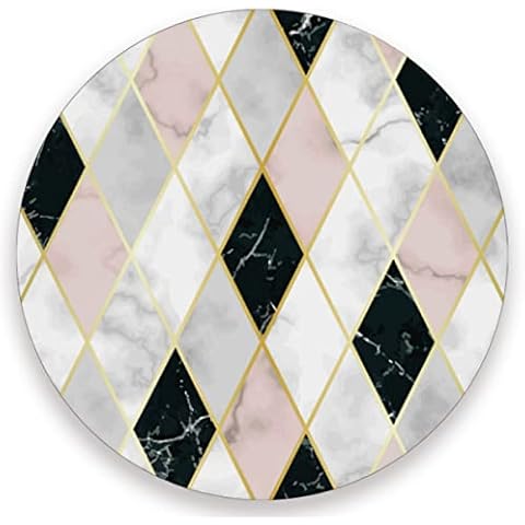 Vnurnrn Pink White Black Marble Geometry Coasters for Drinks Set of 2 Absorbent Moisture Absorbing Ceramic Stone Coaster with Cork Base Cover