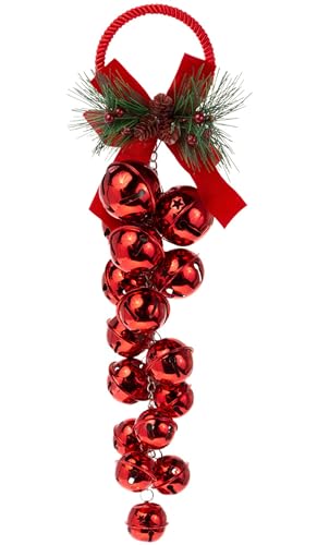 Boston International Christmas Bells Door Hanger Winter Holiday Doorknob Decorations for Home, 15.5", Red Bunch Jingle Bells