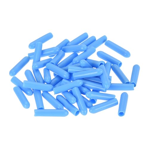 uxcell 50pcs Rubber End Caps 3mm(1/8 inch) ID Vinyl Round Tube Bolt Cap Cover Screw Thread Protectors Light Blue