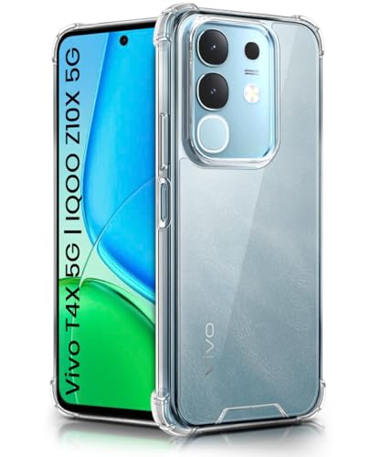 Image of WOW IMAGINE Ultra-Hybrid Crystal Clear Back Case for Vivo T4x 5G | iQoo Z10x 5G | Vivo Y31 Pro 5G | Shockproof Design | Camera Protection Bump | Hard Clear Cover with Cushioned Edges - Transparent