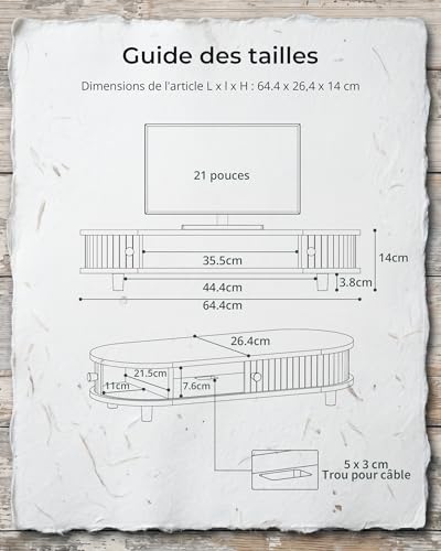 Support écran en bambou de design incurvé écoresponsable de 64.4cm de long - 6