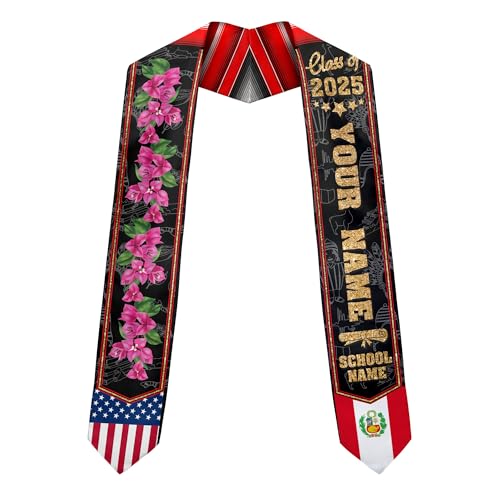 MonkeyVan Personalized Peruvian Graduation Stole, Peruvian Stoles Class Of 2025, Peruvians Graduation Sash, Custom Peru Stole M83