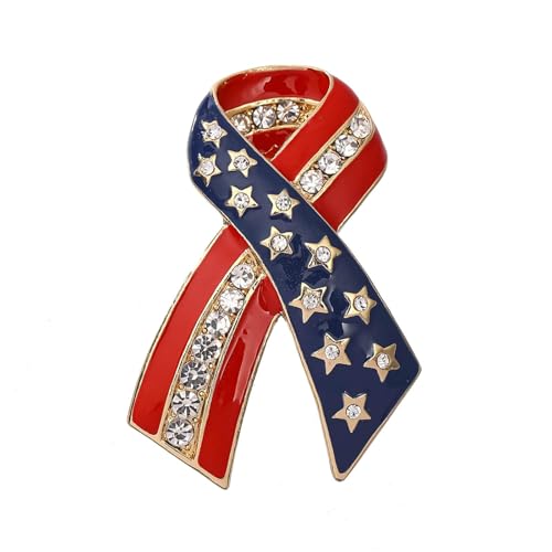 Image of Rhinestone Brooch Pins for Women, Vintage Crystal Enamel Brooches, American Flag Pin Patriotic Lapel Pins Gift for Suit Clothes Bag Accessories