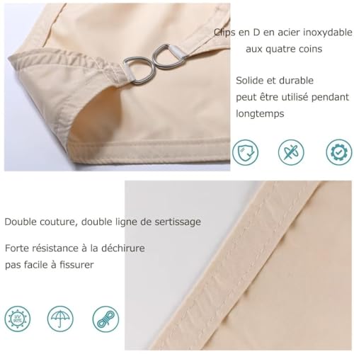 Toile ombrage imperméable triangle avec accessoires fixation jardin extérieur - 8
