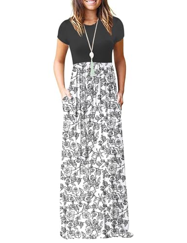 Image of AUSELILY Women's Classic Short Sleeve Loose Plain Casual Long Maxi Dresses for Women 2026