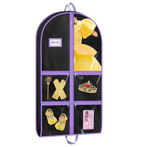 Dance Costume Garment Bag Dustproof Clothes Cover with 5 Zipper Pockets