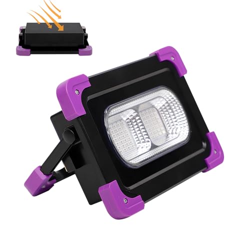 Image of 50W Rechargeable LED Black Lights, Battery Powered & Solar Panels Blacklight, Glow in The Dark Indoor Outdoor, Cordless Portable Waterproof Neon Flood Light for Fluorescent Party Stage Body Paint