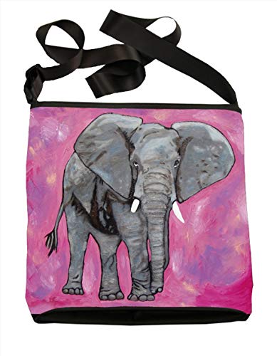 Elephant Large Cross Body Bag - Wearable Art, From My Original Painting, Kelly