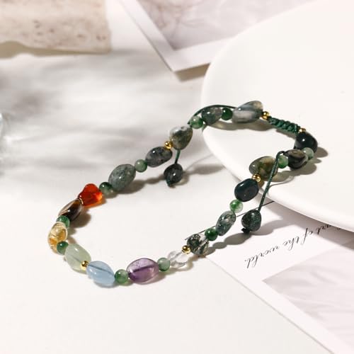 Image of 7 Chakra Crystals and Stones Anklet Irregular Tumbled Gems Beaded Ankle Bracelets for Women Spiritual Energy Meditation Yoga Healing Jewelry Mom's Gifts