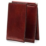 Bosca Men's Wallet, Old Leather Money Clip with Card Case Pocket, Designed For Front Pocket, Gift Packaging, Dark Brown