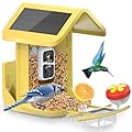 Bird Feeder with Camera Solar Powered : Smart Camera Bird Feeder 2K Live Steam for Outdoor, 5MP Photos, AI Identification, 1.8L Large Capacity, Gifts for Mom Dad, Built in Dual Solar Panel