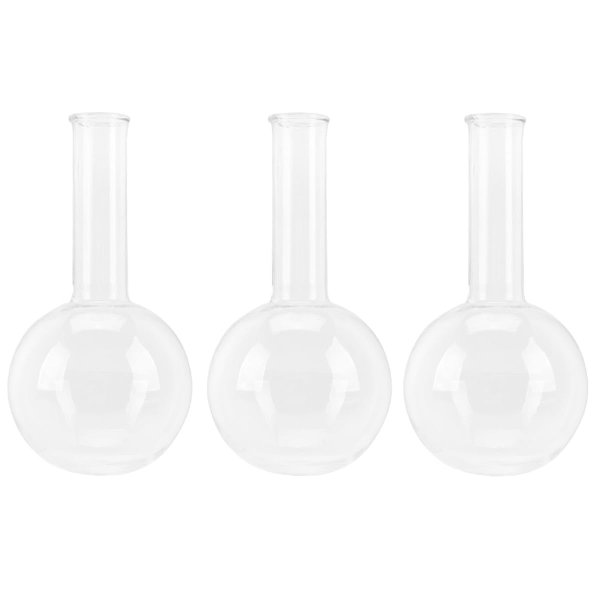 Rundkolben Laborflaschen aus Synthetischem Material mit Gleichmäßiger Wandstärke 3 Stück 250 Ml und Leicht Beobachtbarer Flüssigkeit für Lebenswissenschaften und Bildung