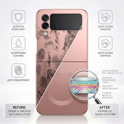 Image of amazon basics Premium Mag-Safe Case for Samsung Galaxy Z Flip 3 5G | Shockproof & Anti-Scratch Cover | Soft Silicone with Wireless Charging | Camera Lens Guard - Rose Gold