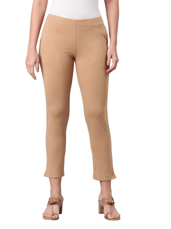 Image of GO COLORS Ponte Smart Kurti Pants Full Length for Women | Breathable, Mid Rise