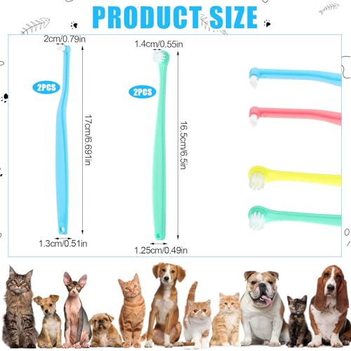 4 peças, escova de dentes para cães e gatos, cerdas macias redondas e pontiagudas, escova de dentes