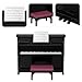 TOYANDONA Piano Keyboard Dollhouse Piano Model Miniature Upright Stool Musical Educational Toy for Kids Micro Landscape Fairy Garden Black