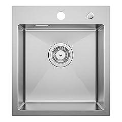 CECIPA Lavello Cucina 1 Vasca, Lavandino Cucina 40 x 45cm, Lavello in Acciaio Inox quadrato con Sifone, Lavabo cucina Piccolo Montaggio Incasso o Superiore, Superficie Spazzolata, no Dispenser Sapone