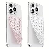2 Pack Silicone Suction Cup Phone Case Mount Double Sided, Sticky Phone Grip with Higher Suction Power for Cell Phone, Hands-Free Phone Accessories for Selfies and Videos, Light Pink & White