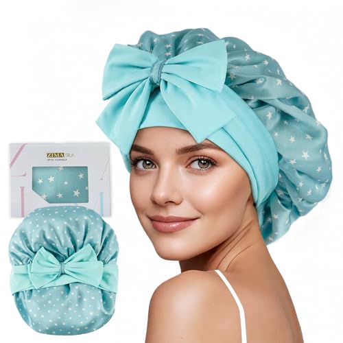 ZIMASILK 100% Mulberry Silk Bonnet for Sleeping Women Long Hair, Star