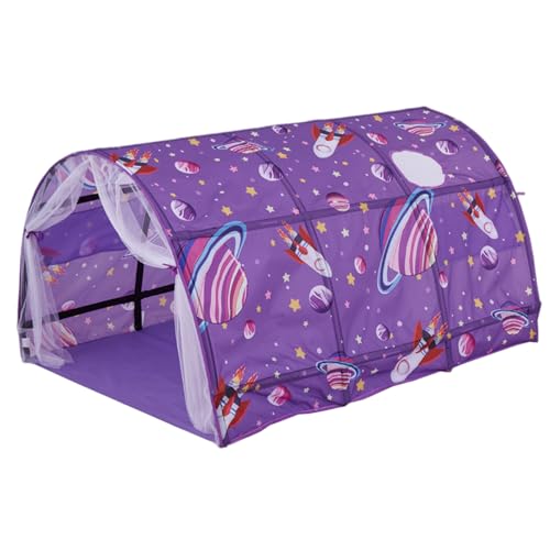 Tente de lit en Tissu Oxford 55x39.4 Pouces, Rideau en Filet pour Enfants sur Le thème de la planète, Tunnel Jeu