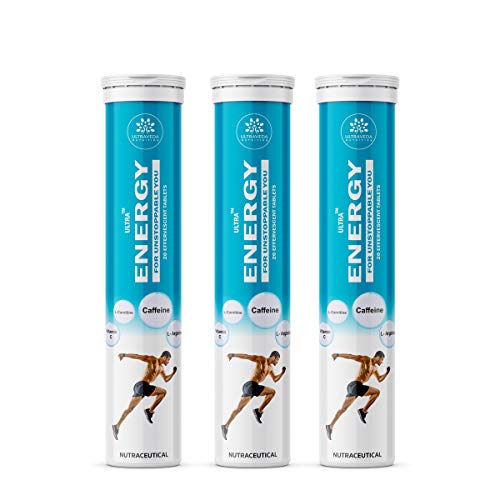 ULTRAVEDA™ Nutrition Ultra Energy™ Caffeine, L- Carnitine, L- Arginine, Vitamin C, Zinc & Vitamin E Multivitamin Effervescent tablets Pre Workout Instant Energy Drink for Men Women- Pack of 3(60 Tabs) ULTRAVEDA™ Nutrition Ultra Energy™ Caffeine, L- Carnitine, L- Arginine, Vitamin C, Zinc & Vitamin E Multivitamin Effervescent tablets Pre Workout Instant Energy Drink for Men Women- Pack of 3(60 Tabs)
