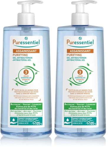 Puressentiel - Assainissant - Gel Antibactérien aux 3 Huiles Essentielles - 100% pures et naturelles - Elimine 99,9% des bactéries et des virus - 975 ml (Lot de 2)