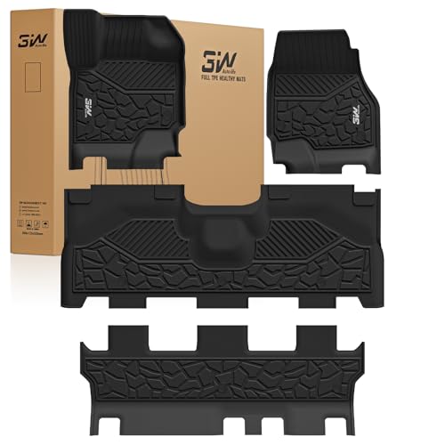 Image of 3W Floor Mats for 2025 2026 Ford Expedition Max Bench Seating 8 Seats, All Weather for 2025 2026 Ford Expedition Max (Not fit 7 Seats) Floor Mats Cargo Mat (Only MAX)
